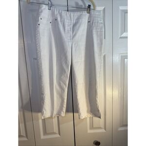 Ruby Rd Petite White Denim Capris Slip On Women's Size 12P‎